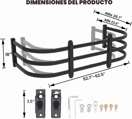 Vista 2 de Extensor de caja de camión, extensor retráctil bilateral de aluminio para puerta trasera, 52-62.6 pulgadas 23 a 26.7 pulgadas H18, se adapta a