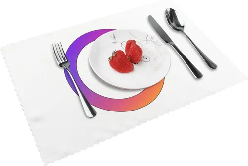 Vista 9 de Rectangular Placemats Set of 4, Heat Resistant Flower Doodles Printed Kitchen Dining Table Mats