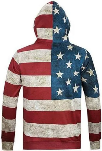Vista 2 de Soul - Sudadera con capucha unisex con diseño de bandera estadounidense con bolsillo