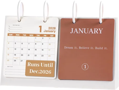 Vista 13 de Calendario de Escritorio Pequeño 2026 de Enero a Diciembre, Calendario Mensual Decorativo de Voltear para Escritorio con Citas Motivacionales, Linda