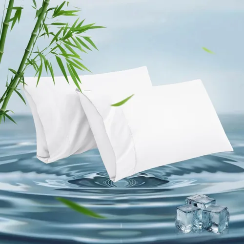 Vista 10 de Fundas de almohada estándar, fundas de almohada de viscosa refrescante de bambú con cierre de sobre, suave que absorbe la humedad para personas que
