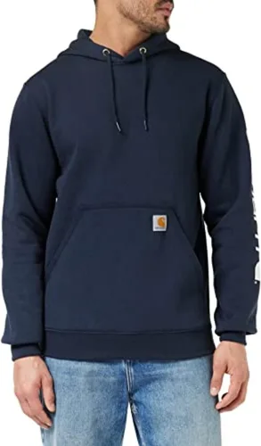 Vista 29 de Carhartt Sudadera de ajuste holgado para hombre con logotipo en la manga, de peso medio, gráfica, liquidación Terreno ámbar