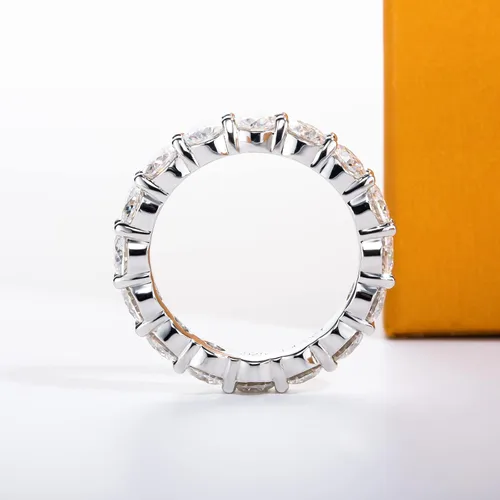 Vista 4 de AimiIee Moissanite Eternity Rings 1cttw D Color VVS1 Clarity Round Brilliant Cut Moissanite Diamond S925 Sterling Silver Stackable Wedding