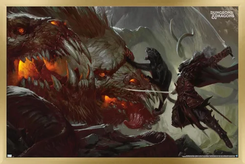 Vista 15 de Trends International Póster de pared de Dungeons and Dragons Drizzt vs Demogorgon, 22.4 pulgadas de largo x 14.7 W, versión enmarcada de madera