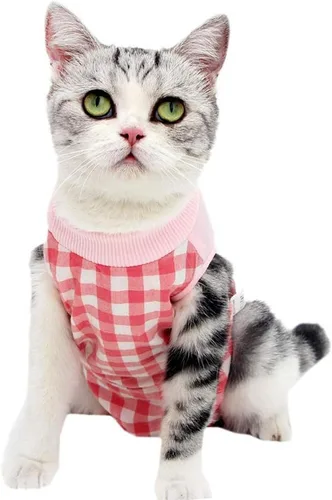 Vista 14 de Traje de recuperación para gatos para heridas abdominales o enfermedades de la piel, mameluco de gato para gatos después de la cirugía, traje