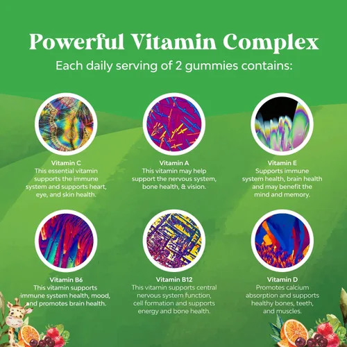Vista 7 de Paquete de gomitas para niños, ácidos grasos DHA Omega 3 6 9 para cerebro, fuerza y visión inmunológicas y multivitamínico para apoyo inmunológico