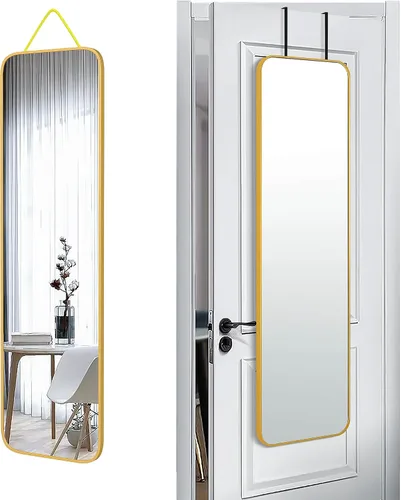 Vista 11 de SCWF-GZ Espejo rectangular de longitud completa de 24 x 36 pulgadas, montado en la pared o contra la pared, aleación de aluminio, marco de metal