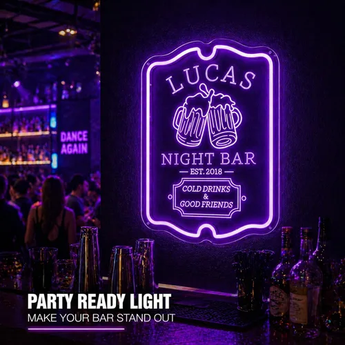 Vista 8 de Letrero de barra de neón personalizado para bar en casa, hecho a mano, regulables, personalizables, barras de neón 3D, letrero de luz de cerveza