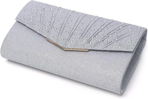 Vista 3 de Bolso de noche para mujer, bolso de mano con diamantes de imitación, lentejuelas con purpurina, bolso cruzado para mujer, fiesta de boda