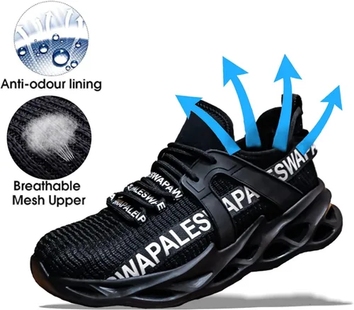 Vista 4 de Zapatos de seguridad para el trabajo para hombres y mujeres, zapatos de trabajo de construcción para senderismo, senderos y tenis.