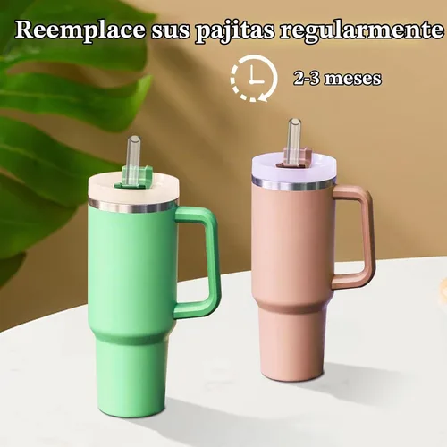 Vista 3 de Pajitas de repuesto para vasos Stanley de 40 onzas y 30 onzas, paquete de 6 popotes reutilizables con cepillo de limpieza, 12 pulgadas de largo