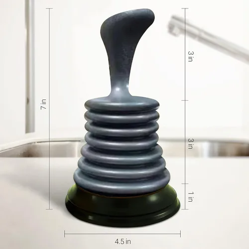 Vista 2 de Meadow Lane Pequeño émbolo de fregadero de 7 pulgadas, mini removedor de obstrucciones para desagües de fregadero de cocina y baño, ergonómico a