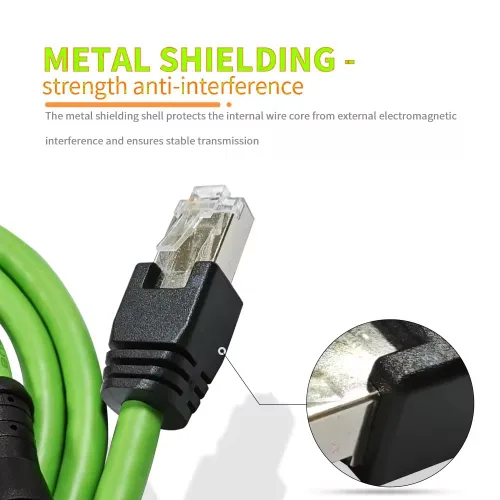 Vista 6 de Cable M12 a RJ45, D-Code 4Pin macho a RJ45 enchufe recto 1M 22AWG, Ethernet industrial IP67 sin blindaje, para equipos de TI y automatización