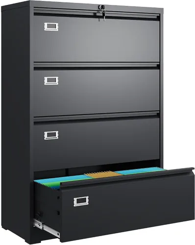 Vista 11 de DEVAISE Archivador de metal de 3 cajones, archivador lateral ancho con cerradura para organización de oficina en casa, archivos colgantes