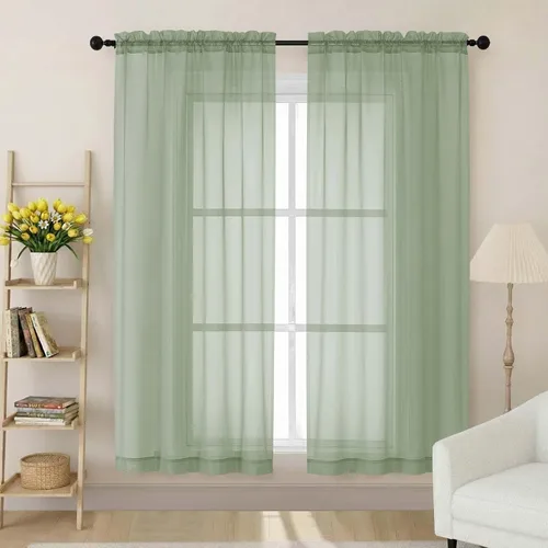 Vista 245 de 2 paneles de cortinas traslúcidas blancas para dormitorio, sala de estar, 96 pulgadas de largo, modernas, suaves, ligeras, con bolsillo para barra