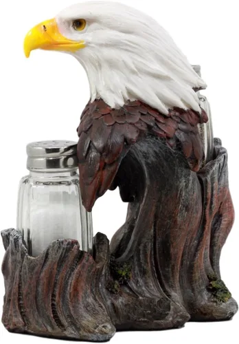 Vista 4 de Ebros Gift Patriótico Americano Águila Calva Salero y Pimentero Salero Estatuilla Decoración 7 "H Águilas Aves De Presa Rey De Los Cielos Alas De