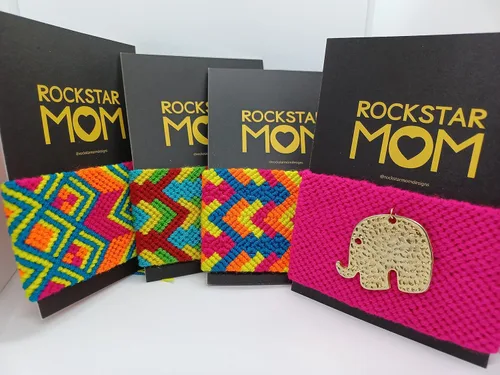 Vista 6 de Wayuu Fucsia Bracelet with Gold Elephant