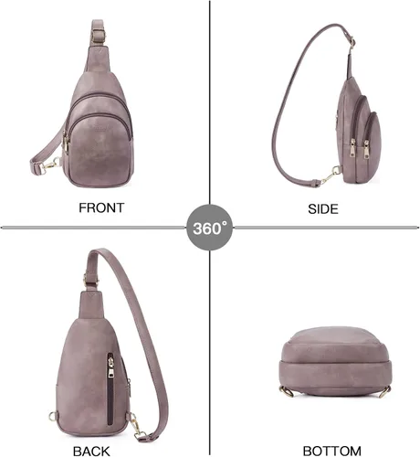 Vista 182 de Telena Riñonera pequeña para mujer, de cuero, cangureras, bolsa de pecho para mujer