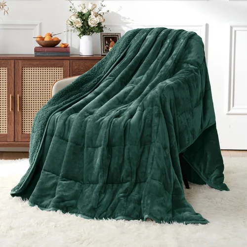 Vista 12 de Uttermara Manta pesada para adultos, manta pesada tamaño Queen con forro polar reversible de terciopelo suave y brillante y acogedor sherpa cálido