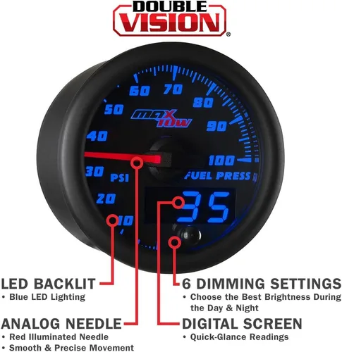 Vista 4 de Black & Blue MaxTow - Medidor de presión de combustible, 100 PSI.