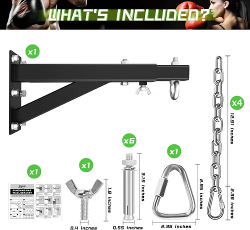 Vista 6 de Eapele Soporte para bolsa pesada, soporte de pared ajustable para saco de boxeo y entrenamiento de Muay Thai, resistente 500 libras para bolsa