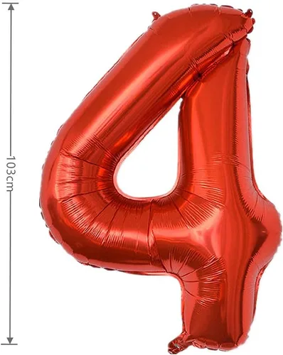 Vista 305 de Globo de aluminio grande de 40 pulgadas con número de helio, cumpleaños, boda, fiesta, 0-9 (rojo, 2)