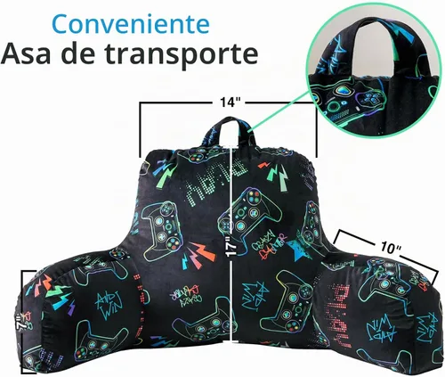 Vista 2 de A Nice Night - Almohada para niños para apoyar la espalda al leer y ver TV, almohada para cama con cómodo respaldo para descansar, ideal