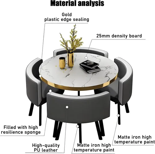 Vista 2 de YVYKFZD Round Conference Table, Office Reception Room Club Table, Coffee Kitchen Dining Table Set with Metal Legs, Business Conference Room Table 2