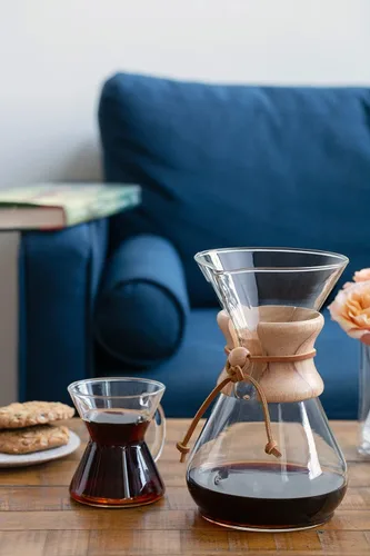 Vista 6 de Cafetera de vidrio para verter Chemex - Serie Clásica - 8 tazas - Embalaje exclusivo Cafetera de goteo manual, vidrio de borosilicato no poroso