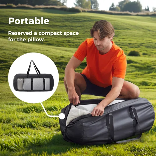 Vista 6 de Jamdok Colchón de espuma de enfriamiento para campamento, almohadilla de dormir impermeable con bolsa de transporte, cubrecolchón de cuna