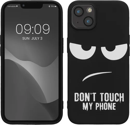 Vista 11 de kwmobile Funda de silicona TPU compatible con Xiaomi 11T/11T Pro - Funda suave - No toques mi teléfono blanco/negro
