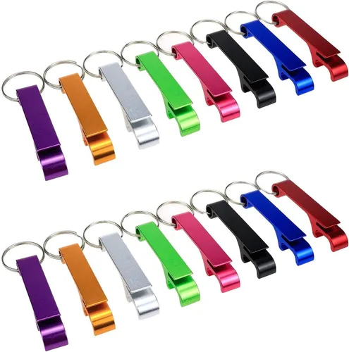 Vista 6 de Xiaoyztan Paquete de 20 llaveros de aluminio para abridor de botellas, color amarillo para latas de refresco de cerveza