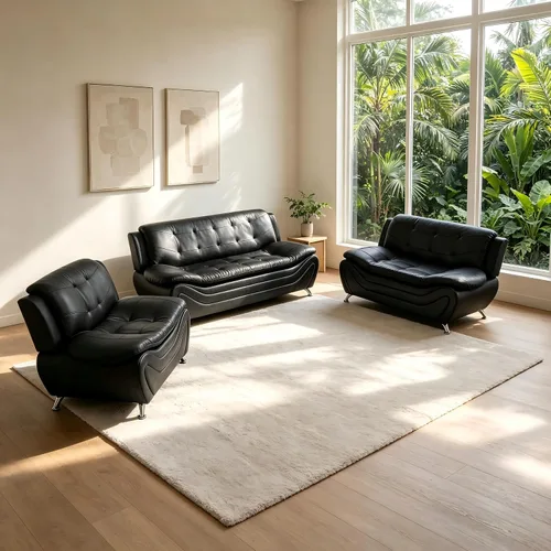 Vista 34 de Sofás de cuero, juego de sofás de sala, sofá para dormitorio, apartamento, juegos de muebles de sala de estar de cuero