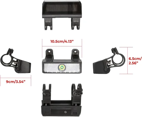 Vista 3 de Faro de bicicleta, luces solares para bicicleta, luz delantera de bicicleta inteligente, LED intermitente para bicicleta, lámpara de advertencia