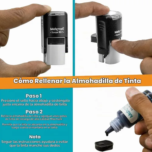 Vista 6 de MaxMark Sello de iniciales personalizado autoentintado redondo - 15 colores para elegir