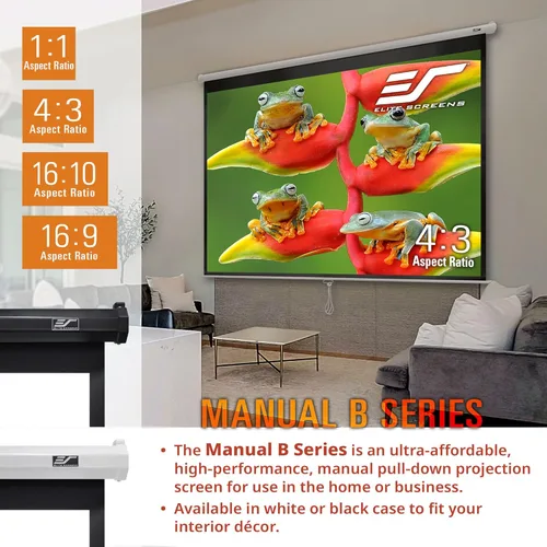 Vista 6 de Pantalla retráctil para proyector, de la marca Elite Screens, 120 pulgadas, diagonal 4:3 Blanco