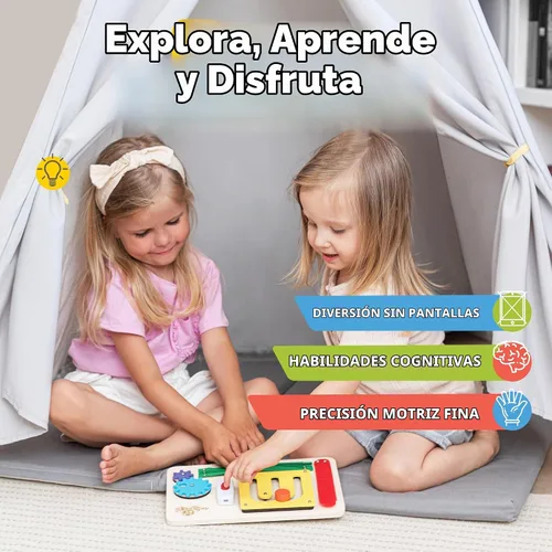 Vista 5 de deMoca - Tabla de madera para niños de 1, 2, 3 años Color - Mini