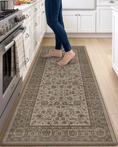 Vista 18 de DEXI Alfombrillas de cocina acolchadas antifatiga, 24 x 87 pulgadas, color Beige claro