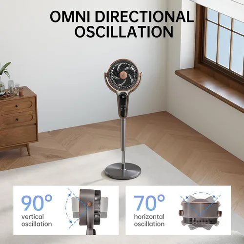 Vista 4 de TRIANGLE Ventilador de pie para dormitorio, ventiladores de pedestal de 1190 CFM oscilantes con control remoto, ventilador de piso ajustable