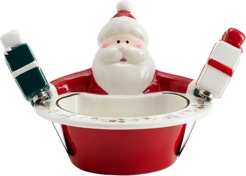 Vista 5 de Pfaltzgraff Winterberry Santa Dip Bowl con esparcidor Set