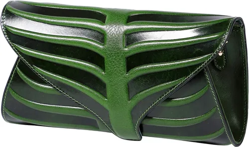 Vista 2 de PIJUSHI Bolso bandolera de cuero con diseño de hojas para mujer