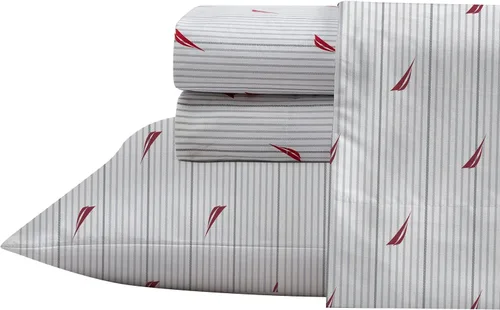 Vista 24 de Nautica - Sábanas, juego de ropa de cama de percal de algodón con funda de almohada a juego, vigorizante y fresco, bolsillo profundo