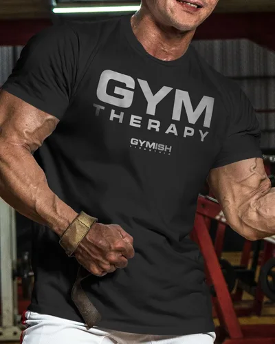 Vista 2 de Camisetas de entrenamiento para hombre, terapia de gimnasio, camiseta de gimnasio, divertida camiseta de levantamiento, 4. Gimnasio Terapia Plata
