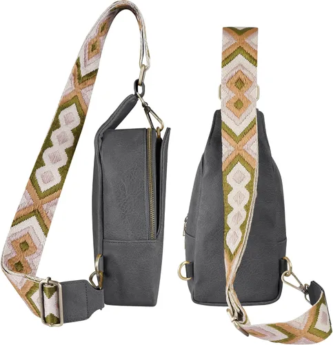 Vista 3 de KFXFENQ Bolso bandolera para mujer de piel sintética pequeño bolso bandolera multiusos para ciclismo para mujer Gris oscuro Casual