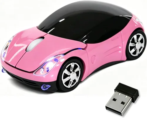 Vista 9 de Ratón inalámbrico negro, mini mouse para computadora de automóvil, 1600DPI 2.4G con receptor USB, mouse ergonómico para computadora portátil, PC