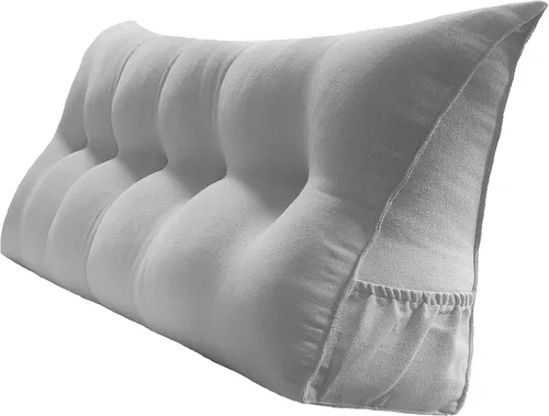 Vista 30 de Peachwell Almohada triangular de lectura para reposo en cama, cojín de refuerzo grande para cabecero, respaldo, almohada de cuña con funda extraíble