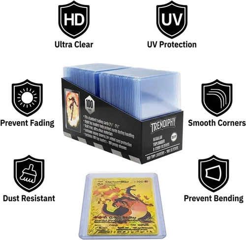 Vista 5 de Paquete de 100 portatarjetas Top Loader con 100 fundas de centavo – Rígidos 3x4 Toploaders con revestimiento de película protectora, protectores