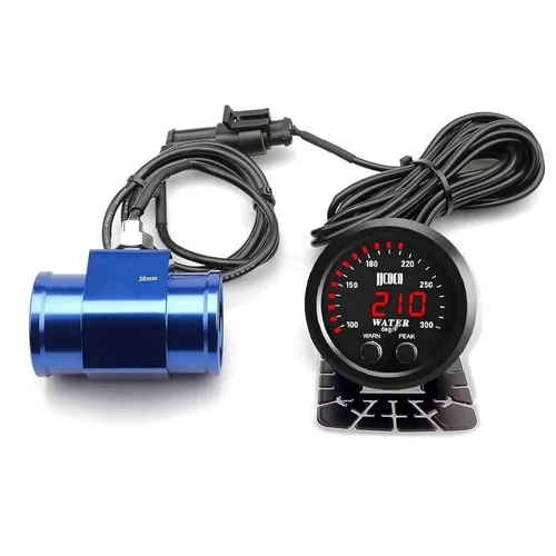 Vista 32 de Universal 52mm Medidor de Temperatura de Agua 0-300F (-17~187C) Electrónico LED Digital Azul DC12V para Automóvil con Adaptador de Sensor