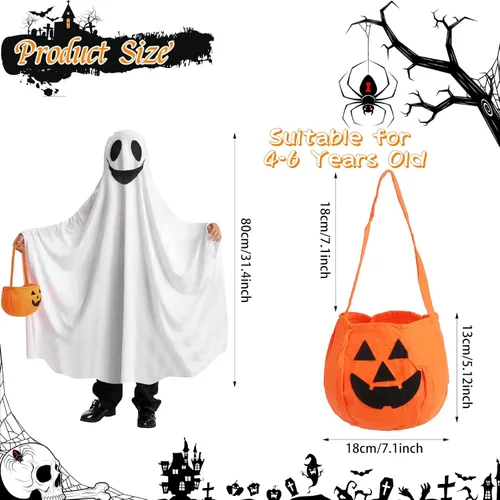 Vista 2 de CCINEE Disfraz de fantasma abucheo y amistoso, vestido andrajoso unisex, suministros de juego de rol para niños pequeños, Halloween, espeluznante