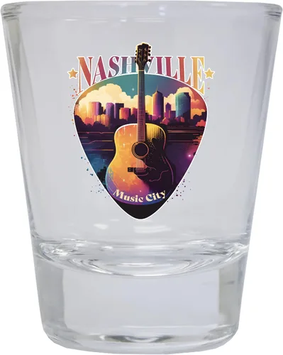Vista 6 de Nashville Tennessee Music City Souvenir - Vaso de chupito redondo de 1.5 onzas (azul)